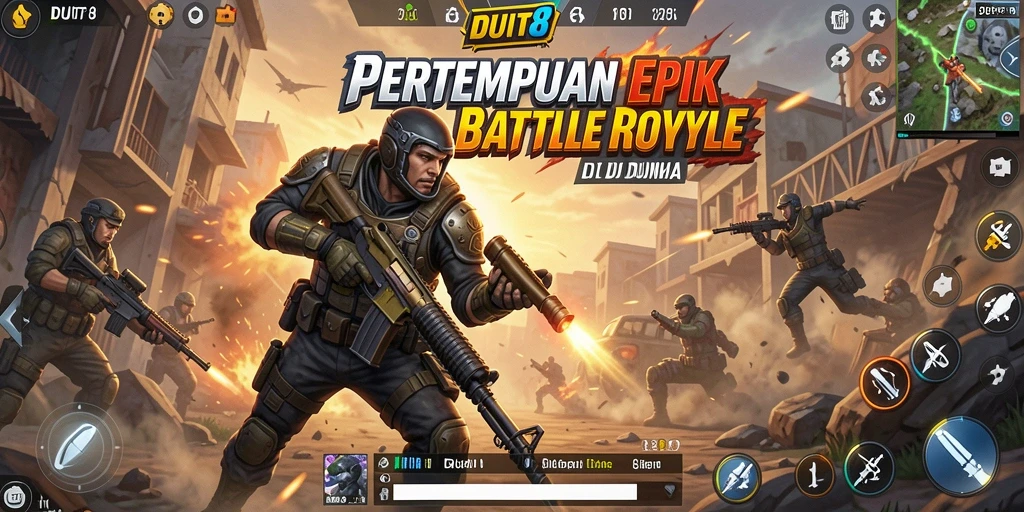 Screenshot gameplay DUIT8 yang menampilkan aksi intens dalam Battle Royale.