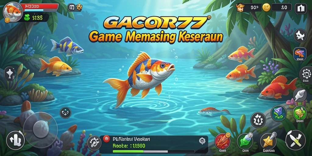 Screenshot gameplay GACOR77 menunjukkan keseruan memancing yang mendebarkan.
