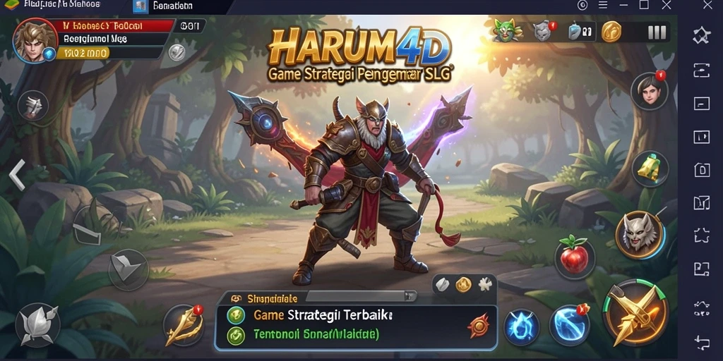 Screenshot utama HARUM4D menampilkan aksi strategi pertempuran yang seru.