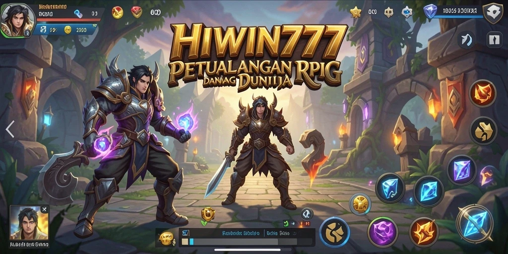 Tangkapan layar gameplay HIWIN777 menampilkan pertempuran epik di dunia fantasi.