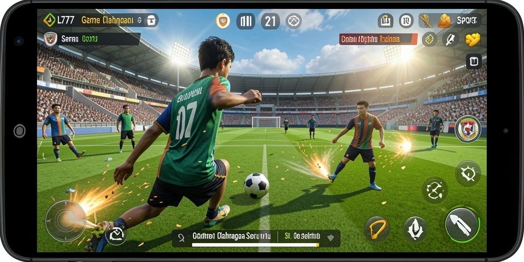 Screenshot gameplay L777 yang menampilkan aksi seru dalam olahraga.