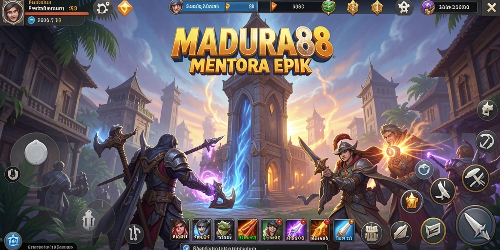 Tangkapan layar dari gameplay MADURA88 menampilkan aksi menara yang mendebarkan.