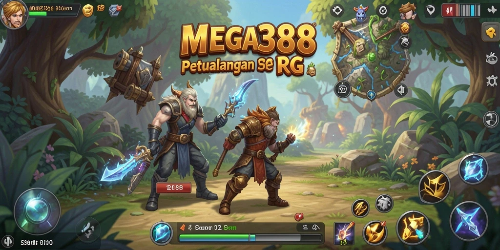 Tangkapan layar MEGA388 menampilkan aksi seru dalam pertarungan RPG.