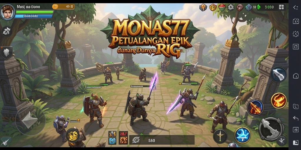 Tampilan gameplay dengan aksi seru dalam RPG MONAS77.