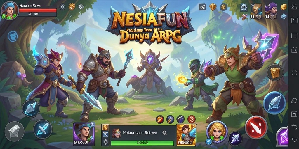 Tampilan aksi seru dalam game ARPG NESIAFUN yang menampilkan pertarungan karakter.