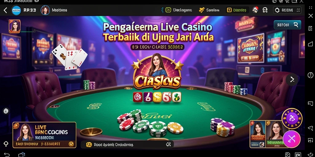 Screenshot gameplay RR33 menampilkan dealer langsung dan interaksi real-time.