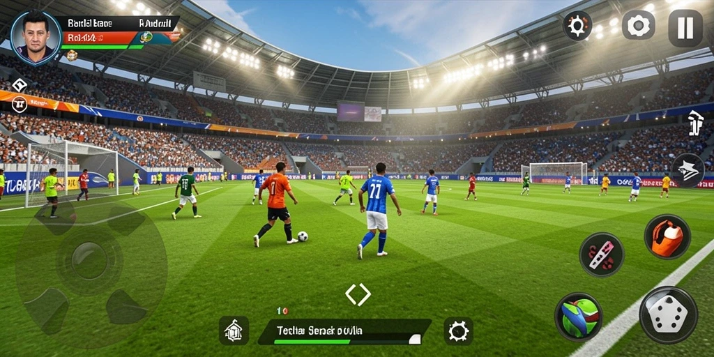 Tampilan gameplay menakjubkan dari RR44 yang menghidupkan permainan sepak bola.
