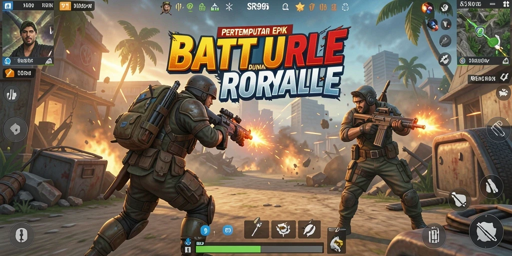 Tangkapan layar gameplay SR996 menampilkan aksi seru dalam pertempuran Battle Royale.