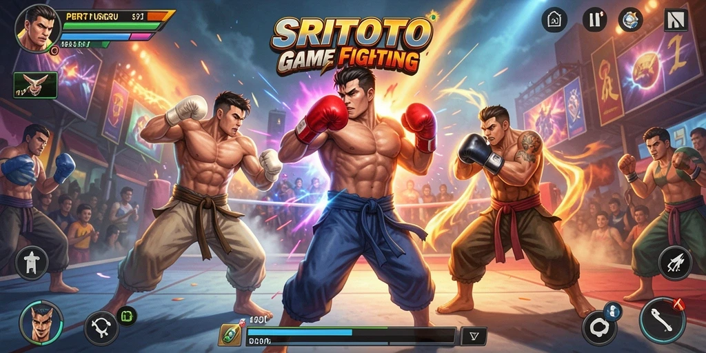 Screenshot gameplay SRITOTO yang menunjukkan aksi pertarungan yang mendebarkan.