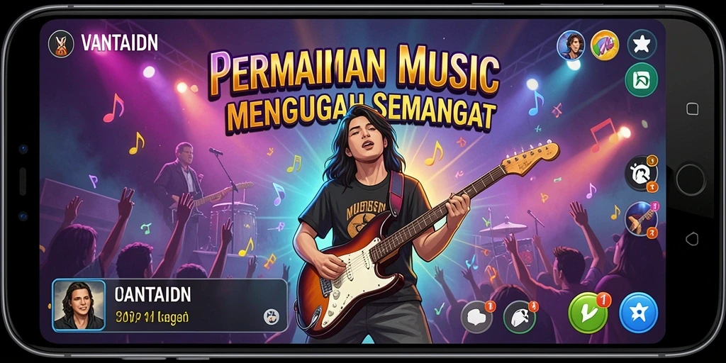 Tampilan gameplay VANTAIDN yang menarik dengan suasana musik yang dinamis.