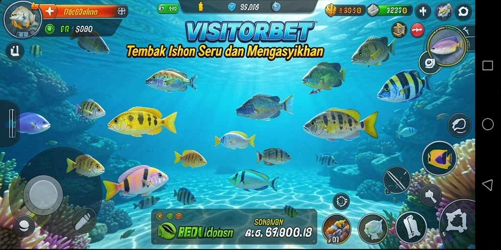 Tampilan gameplay menembak ikan yang seru dan mengasyikkan.